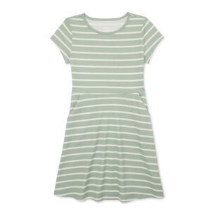 Wonder Nation Girls Short Sleeve Play Dress with Pockets Size M  Green